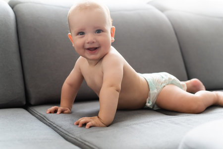 baby on the couch at home
