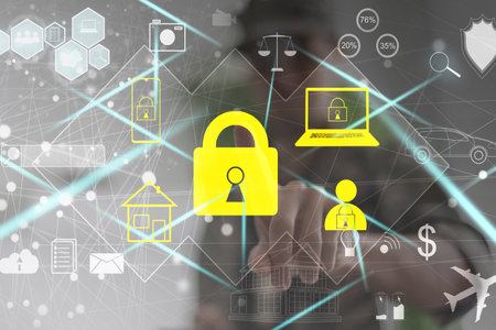 Concept of cyber security, information security and encryption, secure access to users personal information, secure Internet access, cybersecurityの写真素材