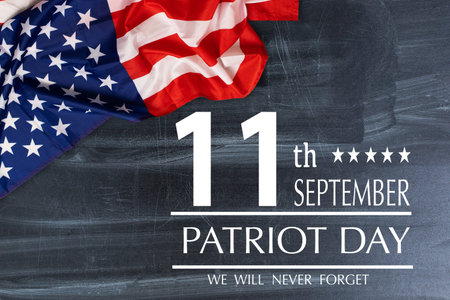 patriot day illustration. We will newer forget 9 11 patriotic illustration with american flag