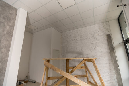 Interior of apartment during on the renovation and constructionの写真素材