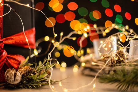 Different Christmas presents with handmade decoration