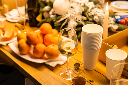 Christmas table setting. christmas decor on the table.の写真素材