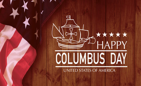 Happy Columbus day banner, american patriotic background.の写真素材