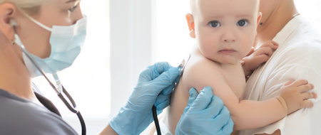 doctor with newborn on a whiteの写真素材