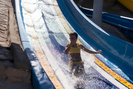 little girl on the beach, dead coral, sharm el sheikhの写真素材
