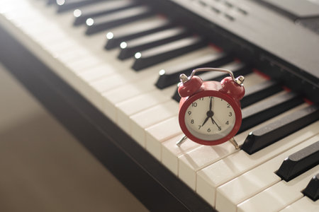 alarm clock on piano, synthesizerの写真素材