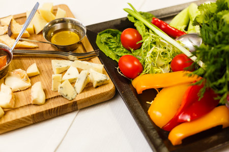 catering food, buffet table. Top viewの写真素材