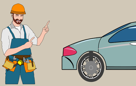 Professional auto mechanic cartoon character creation. Expert service worker. Build your personal design. illustrationのイラスト素材