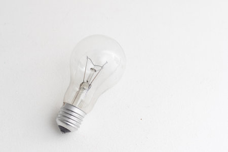 light bulb, Realistic photo image tungsten light bulb isolated on white backgroundの写真素材