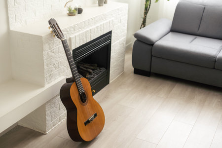 the acoustic guitar is at home