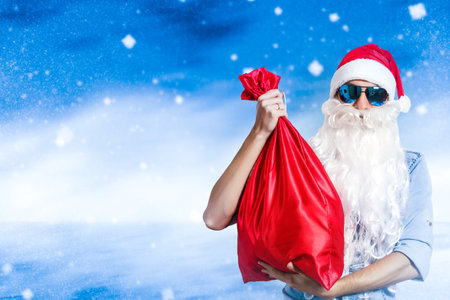 Cool funny playful santa, partyの写真素材