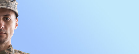 Cropped image of half faceの写真素材