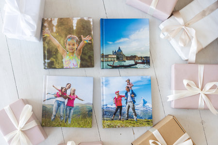 a photo album as a gift. View from aboveの写真素材