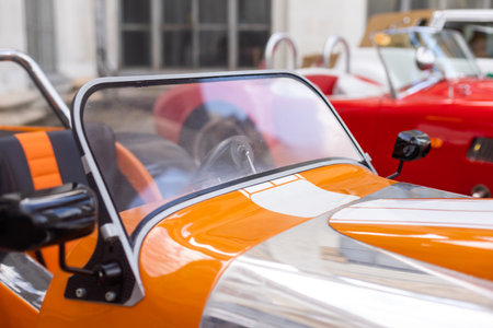 Vintage car staying at exhibitionの写真素材