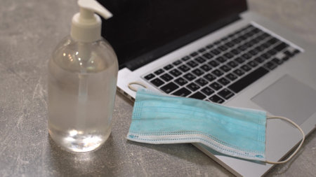 working with laptop in officeの写真素材