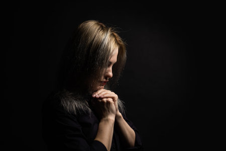 Woman hands praying to god. Woman Pray for god blessing to wishing have a better life. begging for...
