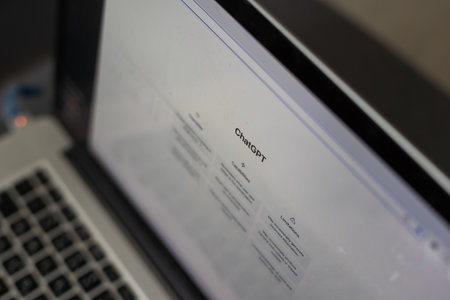 ChatGPT Open AI chatbot website on a smartphone. Kyiv, Ukraine - February 06, 2023のeditorial素材