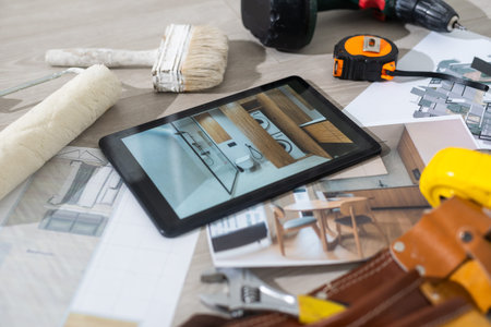 business, architecture, building, construction, drawings, tablet, tools