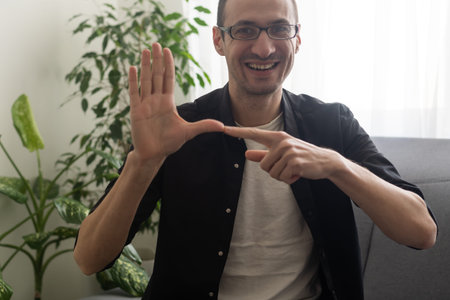 Adult Learning Sign Language For Deaf Disabled.