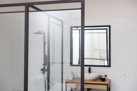 Shower Cabin in the Modern Bathroomの写真素材