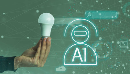 Artificial Intelligence. man using technology smart robot AI, Chatbot Chat with AI, enter command...
