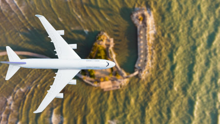 plane above the ground. Aerial city viewの写真素材