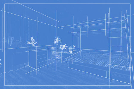 Linear sketch of an interior. Hand drawn illustration of a sketch style.の写真素材