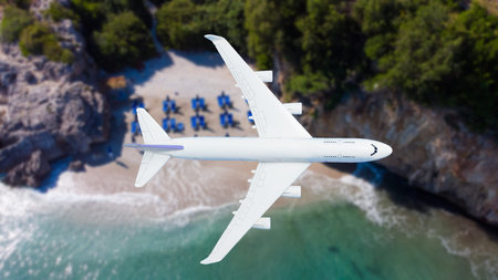 plane above the ground. Aerial city viewの写真素材