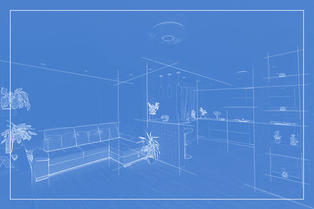 Living room graphic home interior sketch illustrationの写真素材