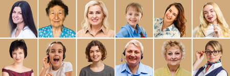 Set of various people expressing positive emotionsの写真素材