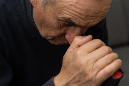 Hands of man praying to god with the bible, Concept of faith for god