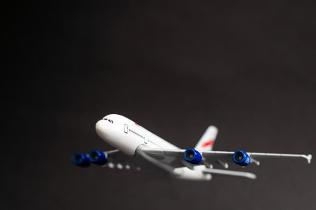 Model plane, airplane on dark background.の写真素材