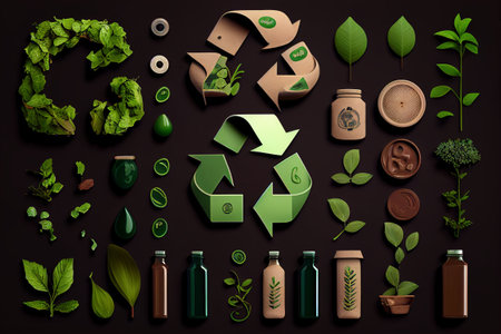 Set of Colorful Hand Drawn zero waste element Generative AIの素材