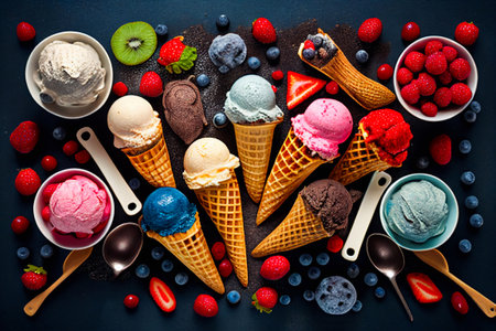 Set of ice cream cones.の素材