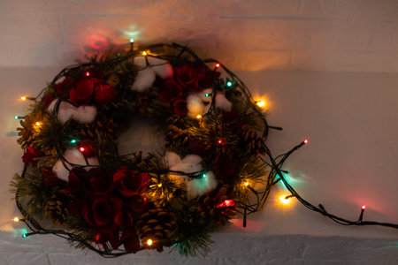 New Years wreath on a white backgroundの写真素材