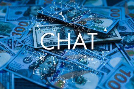 Double exposure of formulas virtual screen chat. Artificial Intelligenceの写真素材