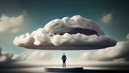 man on a cloud, successの素材