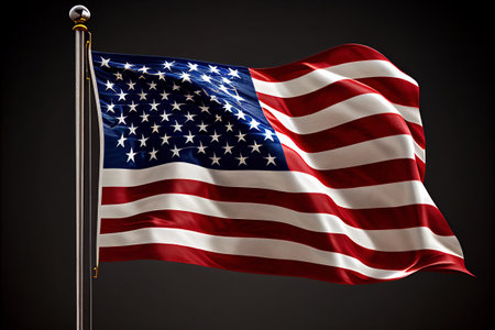 Waving flag of the United States. illustration of wavy American Flag for Independence Day. American flag. US, USA, banner.の素材