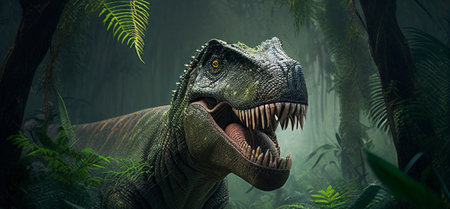 Roaring tyrannosaurus. Mesozoic era carnivorous dinosaur. illustrationの素材