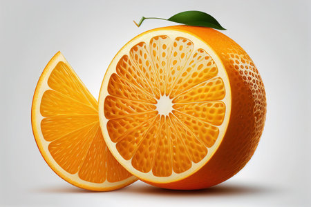 Orange whole and slices of oranges. illustration of oranges. Fully editable handmade mesh.の素材