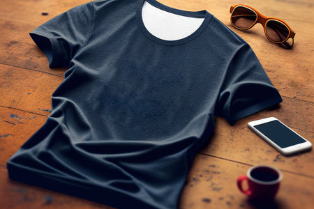 Black male t-shirt realistic mockup, blank textile print design template for fashion apparel. illustrationの素材