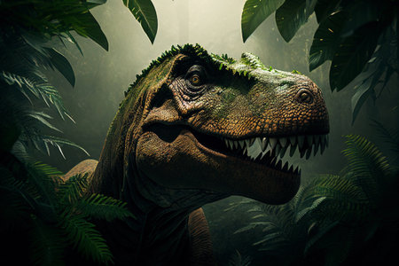 Roaring tyrannosaurus. Mesozoic era carnivorous dinosaur. illustrationの素材