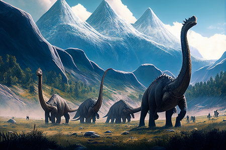 Roaring dinosaur. Mesozoic era carnivorous dinosaur. illustrationの素材