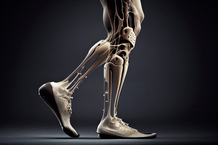 Cropped Illustration of a Man Walking with a Prosthetic Leg.の素材