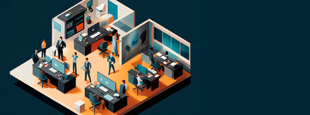 interior outline perspective of a space officeの素材