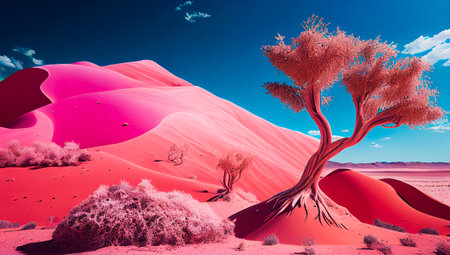 Landscape with pink desert landscapeの素材