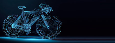 Racing Bicycle high detailed silhouette, isolated and monochrome.の素材