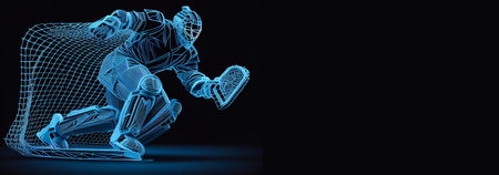 glowing hockey on a dark blue background of the space with shining. neon backgroundの素材