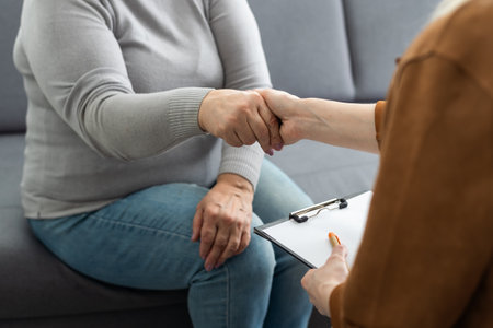 Helping hands, care for the elderly conceptの写真素材