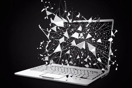A portable computer with a abstraction screen. Technological bacの素材